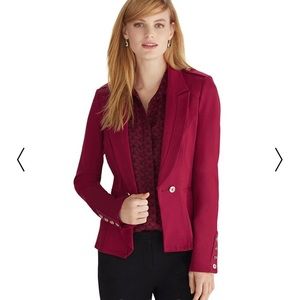 WHBM RED PONTE NOTCH COLLAR JACKET